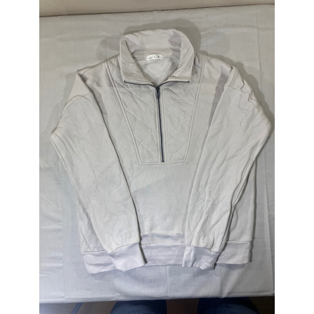 Nine Britton Womens Pullover Sweatshirt Quarter Zip Quilted Mock Neck‎ Sweater